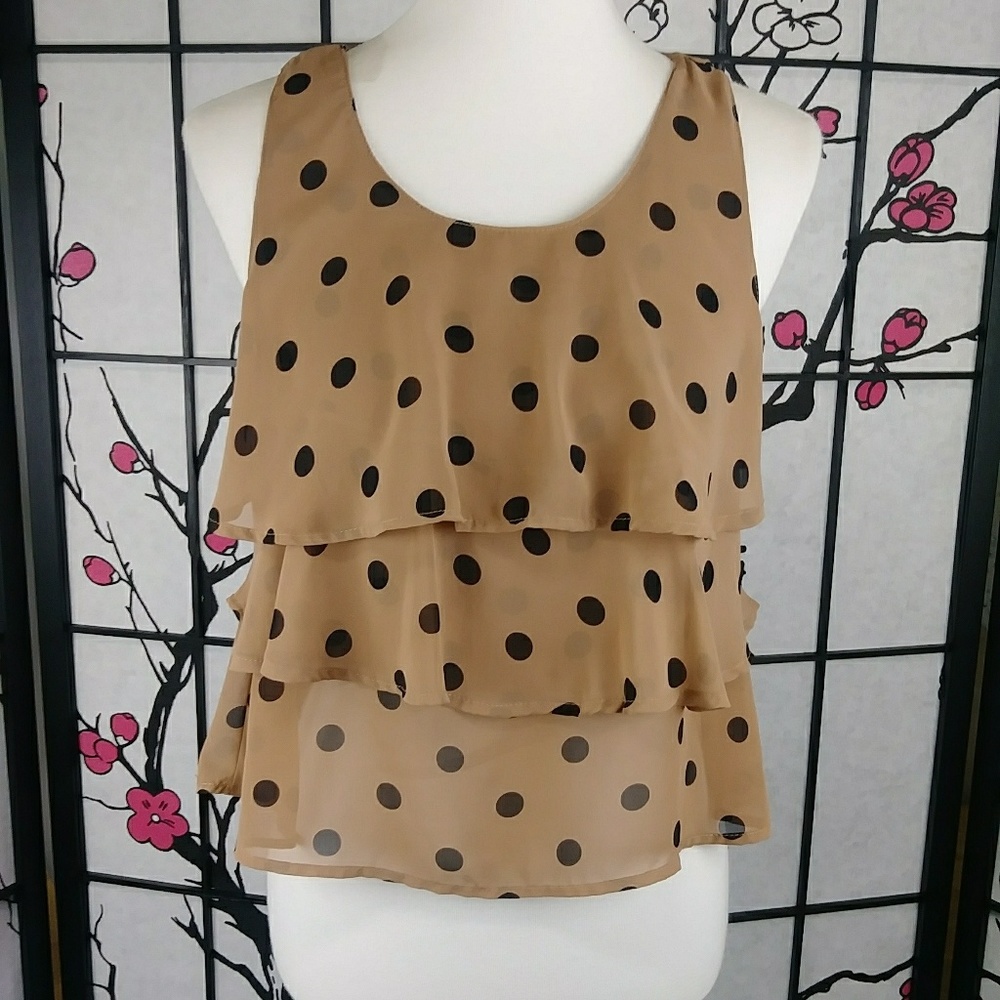 🌼 Lush Polka Dot Ruffle Tiered Crop Tank Top